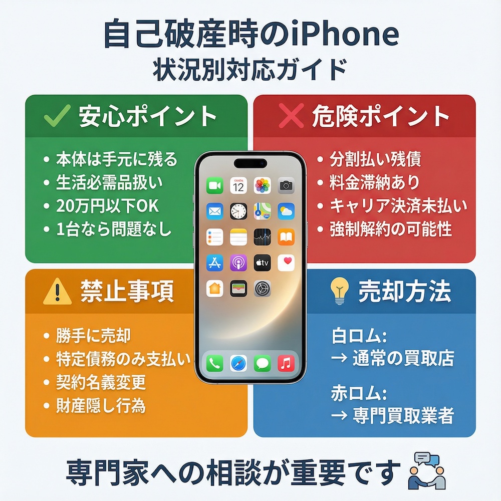 自己破産時のiPhone状況別対応ガイド
