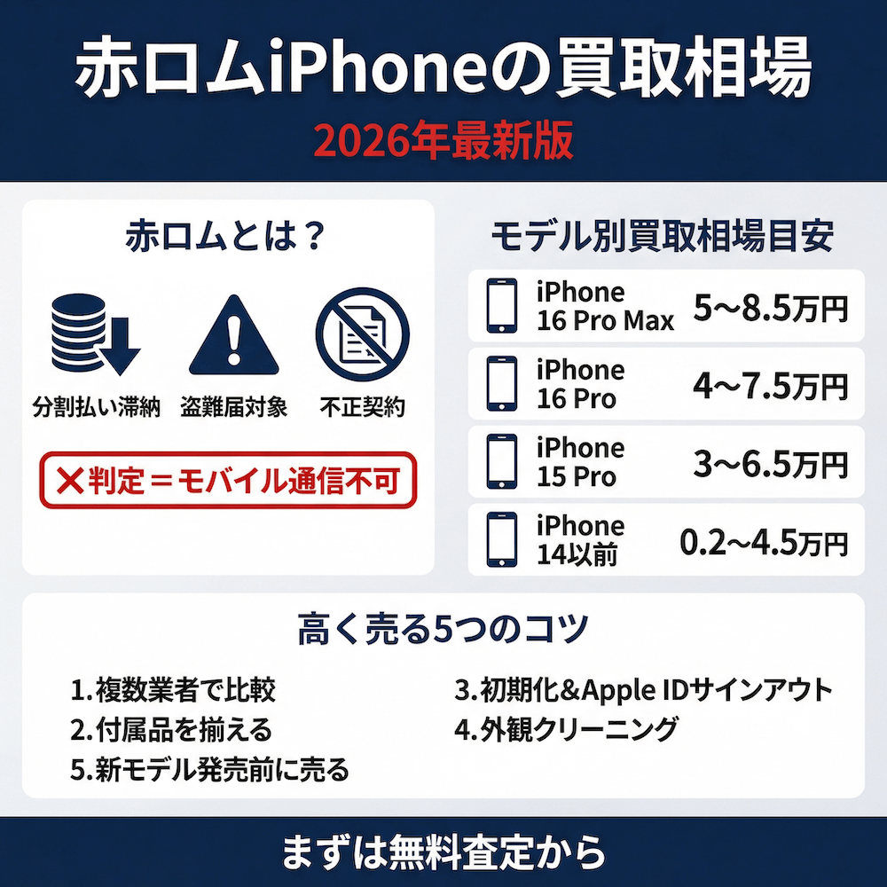赤ロムiPhoneの買取相場2026年最新版