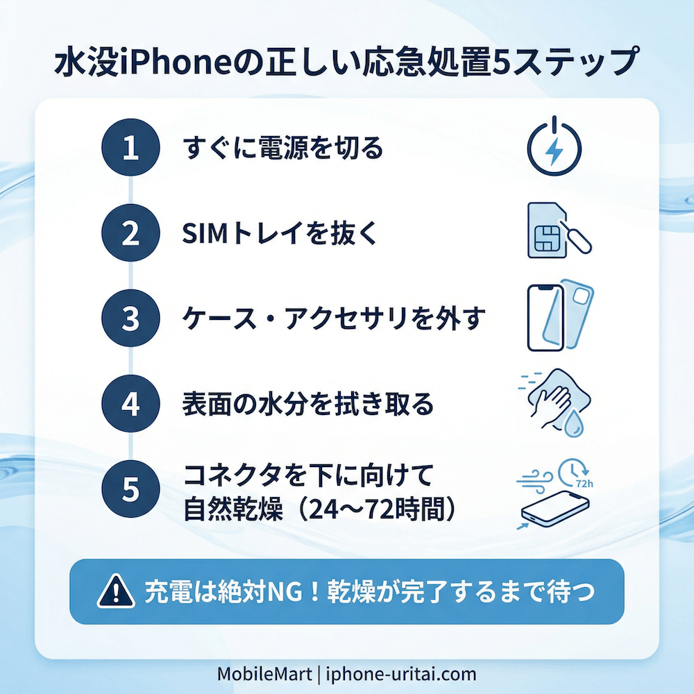 水没iPhoneの正しい応急処置5ステップ